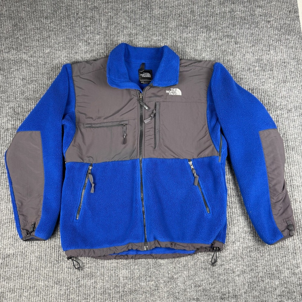 The North Face Denali Fleece Jacket Mens M Blue Grey Polartec Full Zip Outdoor